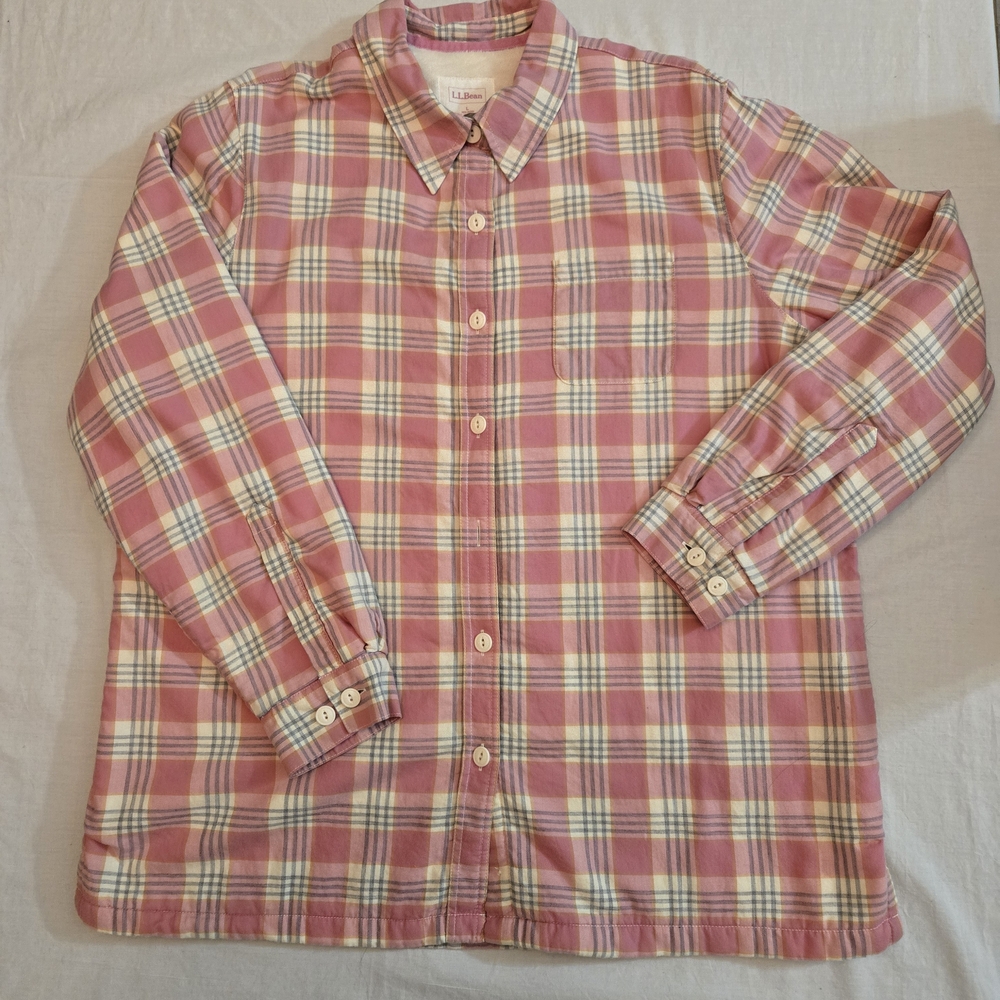 L.L. Bean Pink and Cream Checkered Shirt/Shacket